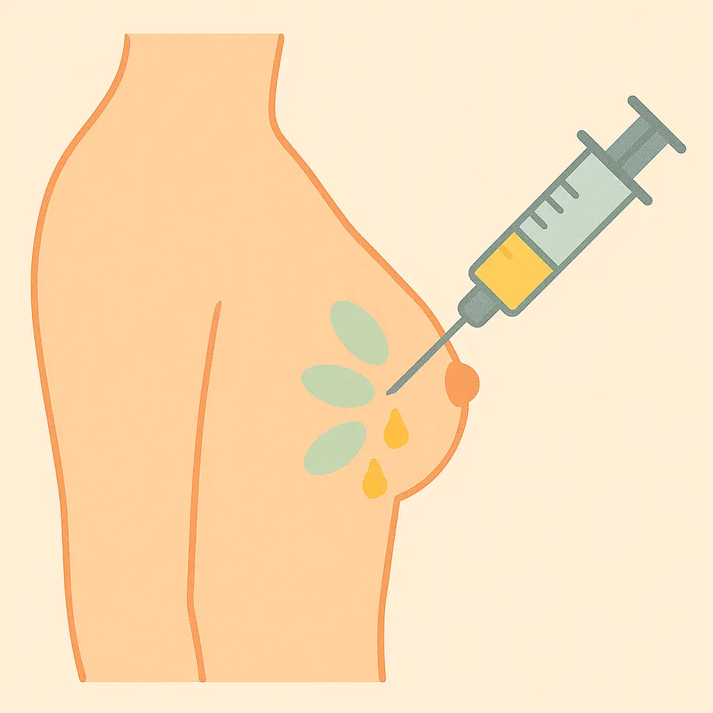 an illustration of fat being injected into a woman's breast